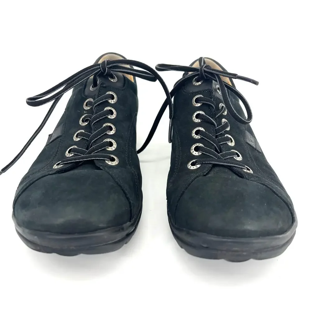 Hartjes Women's Black Nubuck Lace-Up‎ Comfort Shoes Size 6.5